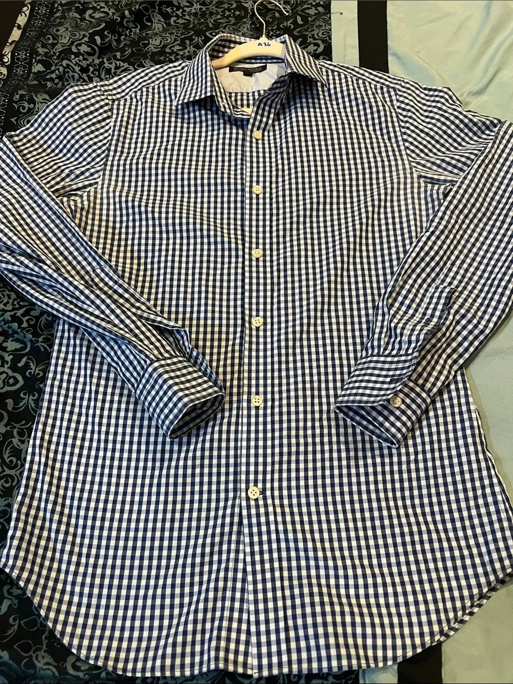 Banana Republic Blue and White Gingham Dress Shirt